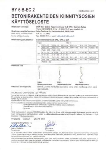 Одобрениe BY 5 B-EC 2 № 81
