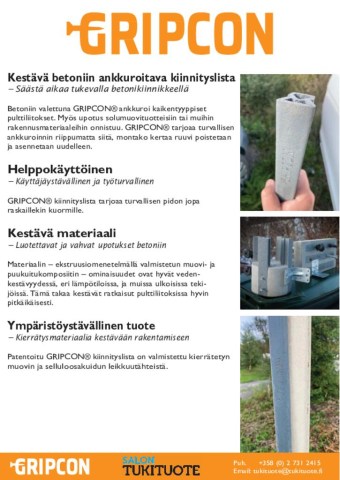 GRIPCON kiinnityslista - helppo ja ympäristöystävällinen  2024-02